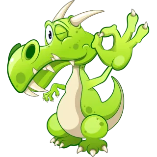 👌 Desenho animado, Dragão, Gesto OK, Meme, Réptil, Verde, Animal telegram sticker