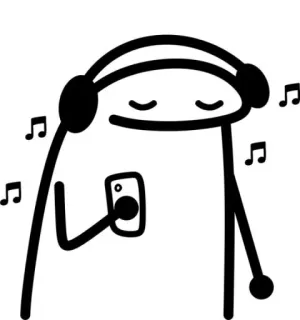 🎧 Musik, Kopfhörer, Strichmännchen, hören, Unterhaltung, Handy, entspannen telegram sticker