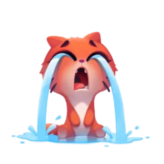 😭 crying, sad, tears, cat, upset, orange telegram sticker