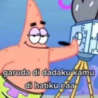 ⭐️ Patrick Star Spongebob Squarepants garuda di dadaku kamu di hatiku eaa 뚱이, 스폰지밥, 가루다, 인도네시아, 만화, 밈, 하트, 가슴 telegram sticker