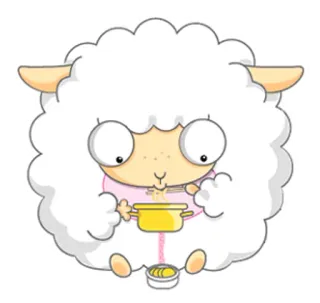 🍜 绵羊, 卡通, 动物, 可爱, 卡哇伊, 食物, 烹饪 telegram sticker