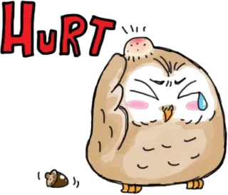 😐 Hurt сова, больно, грустный, раненый, мультфильм, животное telegram sticker