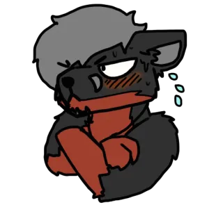 🦊 собака, пот, мультфильм, персонаж, волк, животное telegram sticker