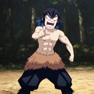 ⚔ Inosuke Hashibira Demon Slayer Anime, Demone, Spada, Cinghiale, Combattente telegram sticker
