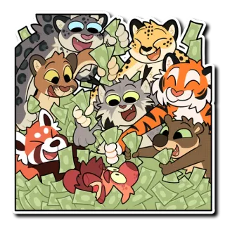 💸 animals, cats, money, red panda, tiger, leopard, snow leopard telegram sticker