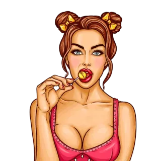 🍭 Frau, Cartoon, Lutscher, Mädchen, Pin-up telegram sticker