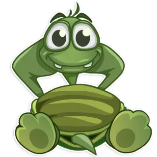 😊 Cartoon, Schildkröte, Grün, Tier, Süß telegram sticker