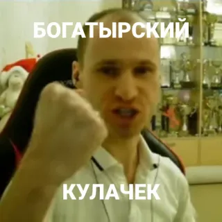 🤜 БОГАТЫРСКИЙ КУЛАЧЕК en colère, russe, mème, agression, poing, menaçant telegram sticker