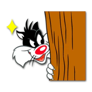😄 Sylvester the Cat Looney Tunes cartoon, cat, sly, peeking, looney tunes telegram sticker