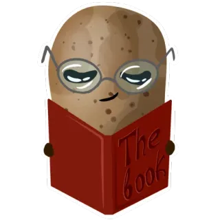 😏 The Book 土豆, 阅读, 书, 眼镜, 书呆子, 聪明, 教育 telegram sticker