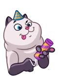 🥳 mèo, tiệc, lễ kỷ niệm, nhãn dán whatsapp sticker