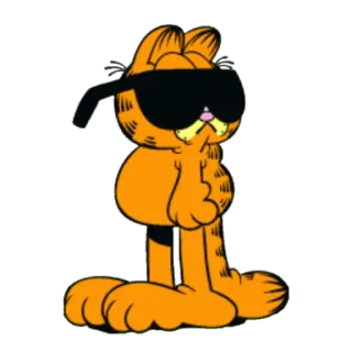 😎 Garfield cartoon, cat, cool, sunglasses, orange whatsapp sticker