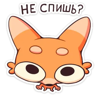 😴 НЕ СПИШЬ? fox, animal, cartoon, question, sleep, expression, cute whatsapp sticker