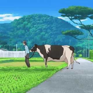 🐂 Kuh, Anime, Bauernhof, Land, Landwirtschaft, Tier, ländlich, Landschaft telegram sticker