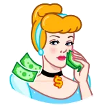 💸 Cinderella Prinzessin, Geld, Dollarzeichen, Reichtum, Cartoon, Aschenputtel telegram sticker