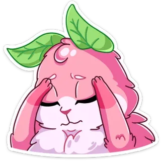 😒 การ์ตูน, สีชมพู, สีลูกพีช, กระต่าย, น่ารัก telegram sticker
