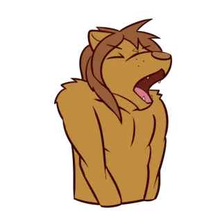 😫 мультфильм, животное, лев, зевает, сонный, уставший whatsapp sticker