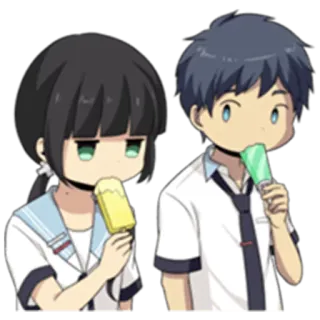 🍦 Anime, Paar, Eis, Niedlich, Cartoon, Schuluniform telegram sticker
