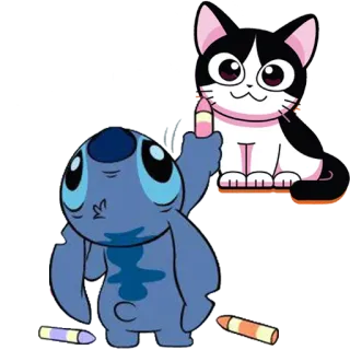 🐨 Stitch Stitch, cat, cartoon, crayon, funny, cute telegram sticker