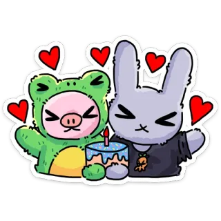 🎂 贴纸, 卡通, 动物, 蛋糕, 可爱 telegram sticker