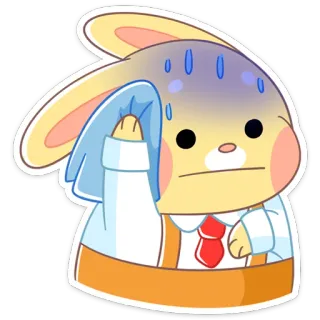 😰 Hase, schwitzend, ängstlich, gestresst, Cartoon, süß, formal, Schweiß abwischen telegram sticker