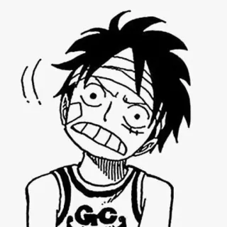 🤬 Monkey D. Luffy One Piece luffy, one piece, anime, manga, verletzt, charakter, cartoon telegram sticker