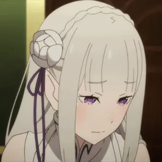🤍 Emilia Re:Zero Anime, Ragazza, Elfa, Capelli bianchi, Occhi viola, Re:Zero, Emilia telegram sticker
