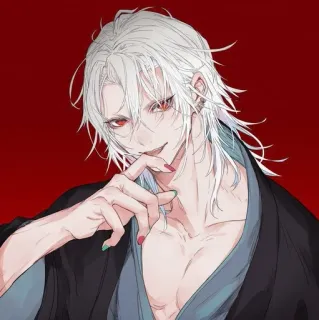 ✨ Anime, Mâle, Yeux rouges, Cheveux blancs, Homme, Bishonen whatsapp sticker