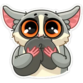 🥺 lémure, fofo, animal, adesivo, desenho animado telegram sticker
