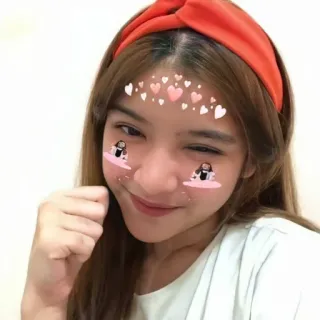 ❄️ женщина, сердечки, фильтр лица, селфи, человек, портрет whatsapp sticker