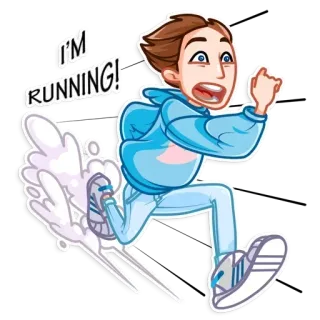 🏃‍♂️ I'M RUNNING! corrida, pessoa, desenho animado, velocidade, exercício telegram sticker