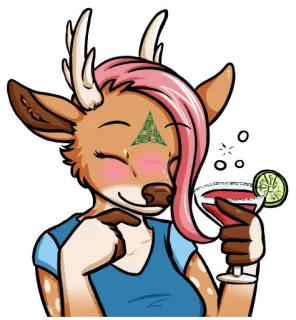 🍸 cervo, cartone animato, alcol, cocktail, lime, bevanda whatsapp sticker