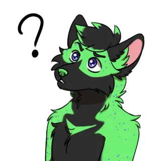 🤔 furry ? furry, green, confused, question, sticker, anthropomorphic telegram sticker