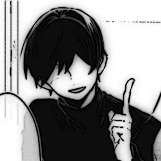 💥 Anime, Mangá, Menino, Personagem, Monocromático telegram sticker