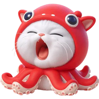 🥱 cat, octopus, animal, cute, cartoon telegram sticker