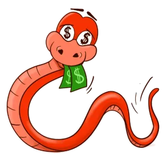 🤑 serpent, argent, signes dollar, dessin animé, reptile, richesse whatsapp sticker