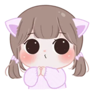 🍣 lindo, kawaii, anime, chica, orejas de gato, dibujos animados whatsapp sticker