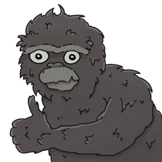 👍 gorilla, thumbs up, cartoon, ape, animal, mammal whatsapp sticker
