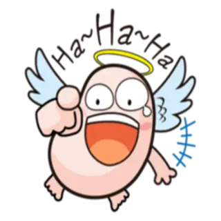 👉 Ha Ha Ha angel, cartoon, happy, funny, winged, emoji telegram sticker