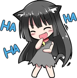 😂 HA Аниме, Чиби, Кот, Смех, Каваий telegram sticker