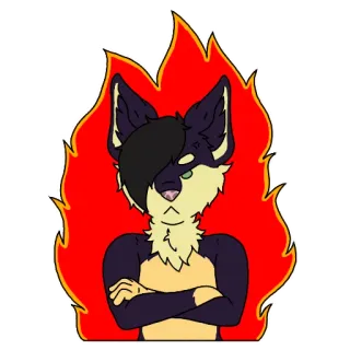 😡 Фурри, Злой, Огонь, Антро, Мультфильм, Лис, Животное telegram sticker