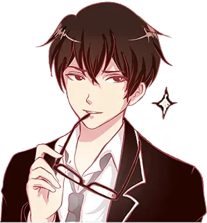 ✨ Anime, Manga, Personaggio, Occhiali, Uomo, Uniforme scolastica telegram sticker