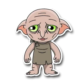 👺 Dobby Harry Potter Dobby, elf domowy, Harry Potter, magia, fantasy, czarodziej, postać, słodki telegram sticker