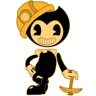 ⛏ Bendy Bendy and the Ink Machine desenho animado, mineiro, picareta, animação, personagem telegram sticker