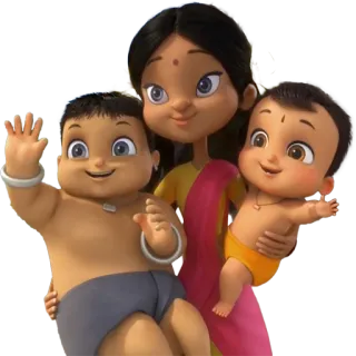 🖐 cartoon, family, children, indian culture telegram sticker