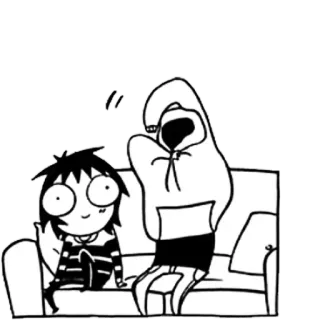 ♥️ cartoon, character, couch, stickers, emoji, black and white, illustration telegram sticker