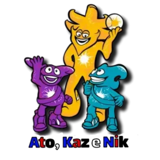 🇯🇵 At, Ka e Ni creatures, mascots, funny, colorful, cartoon, smiling telegram sticker