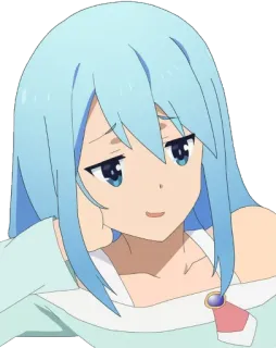 😏 Aqua Konosuba Anime, Konosuba, Aqua, Göttin, Cartoon, Lustig, Ausdruck, Hellblaues Haar whatsapp sticker