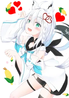 ❤️ Shirakami Fubuki anime, fox girl, vtuber, waifu, kawaii whatsapp sticker