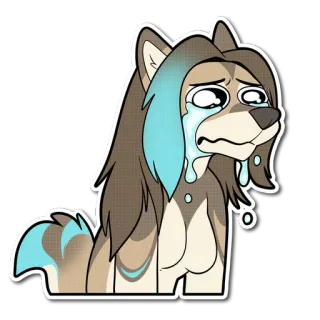 😭 wolf, crying, sad, tears, furry, cartoon telegram sticker